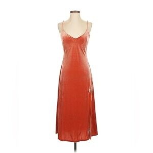 Women’s Rust Satin Slip Dress - Midi